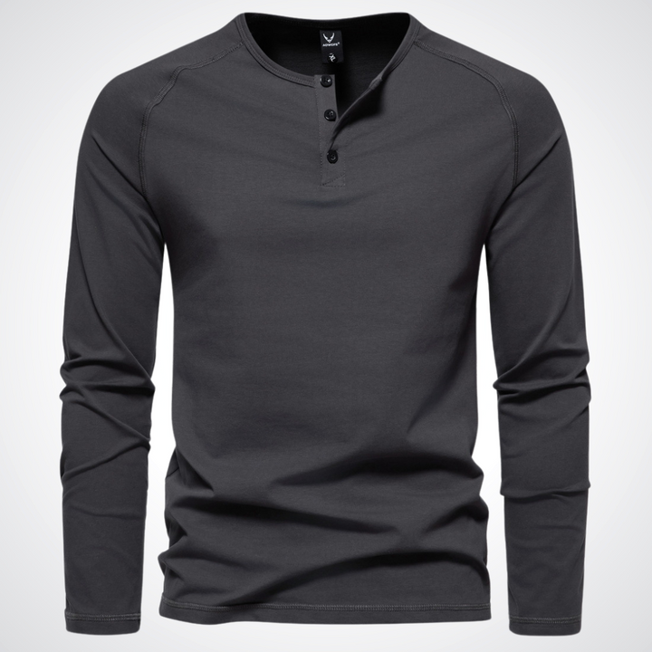 Bent | Herren Langarm-Henley-Shirt mit Knopfleiste | Lässig